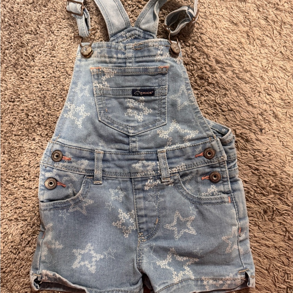 Denim Star-Patterned Overalls for Kids